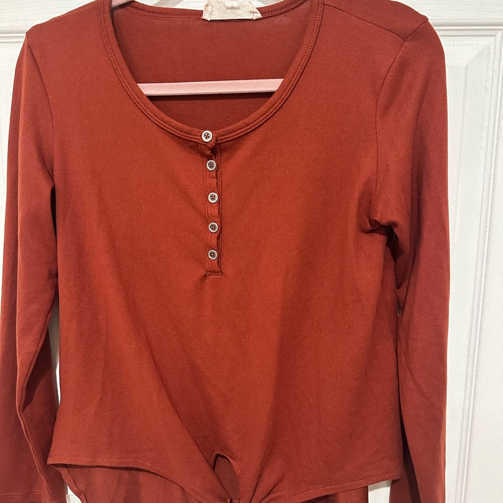Pink Rose Terracotta Half Long Sleeve Top